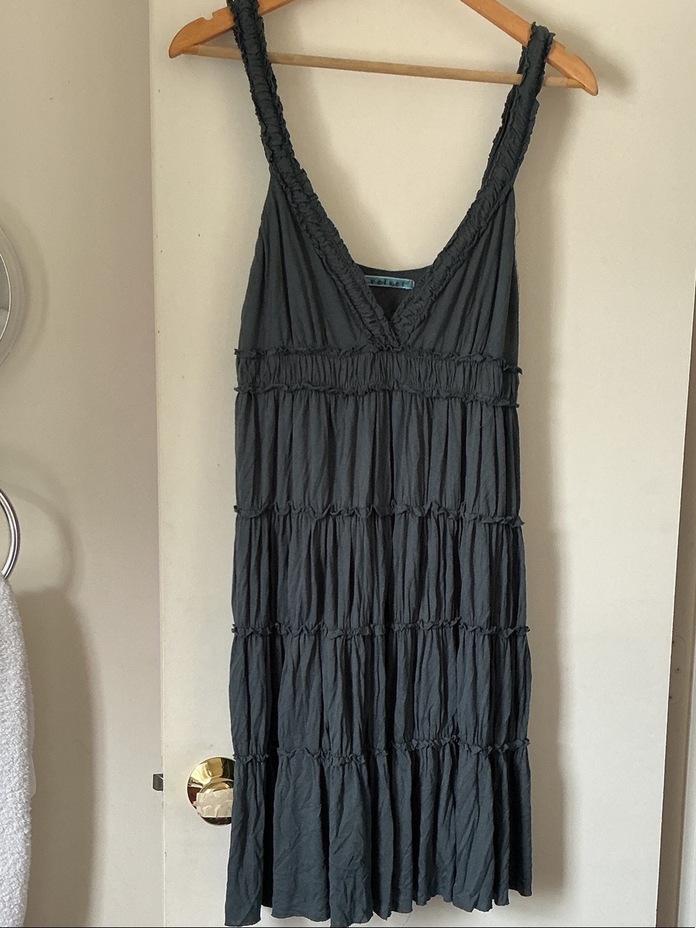 VELVET FROM ANTHROPOLOGIE Sleeveless Black Tiered V-Neck Women's Dress
